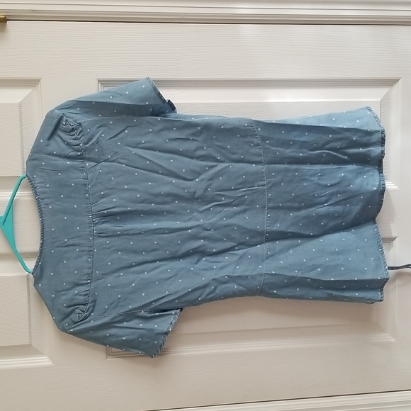 NWOT Blue Rain Chambray Wrap Top - Picture 4 of 4